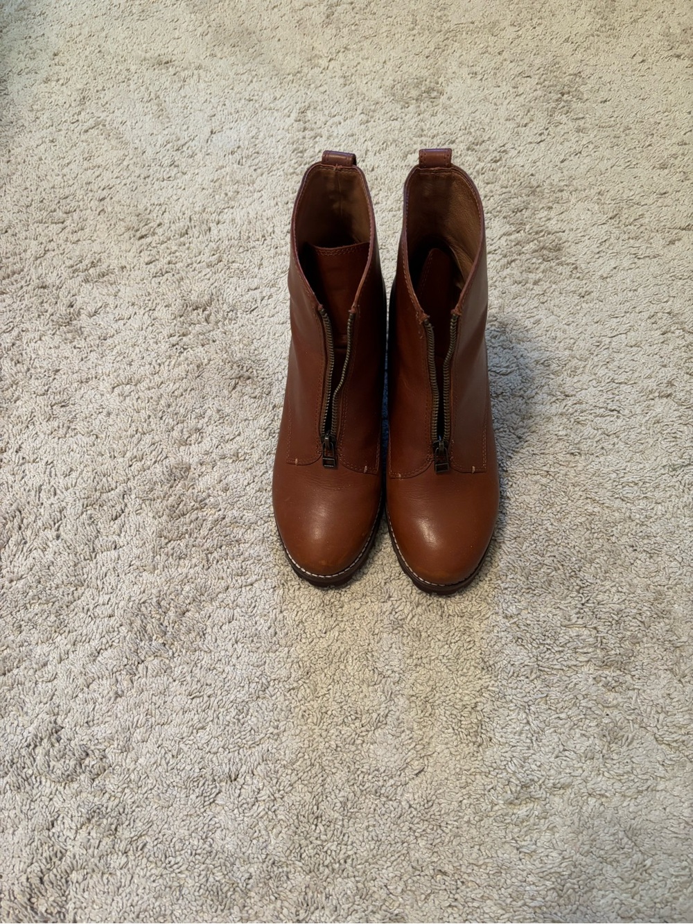 Madewell Chestnut Brown Front-Zip Ankle Booties